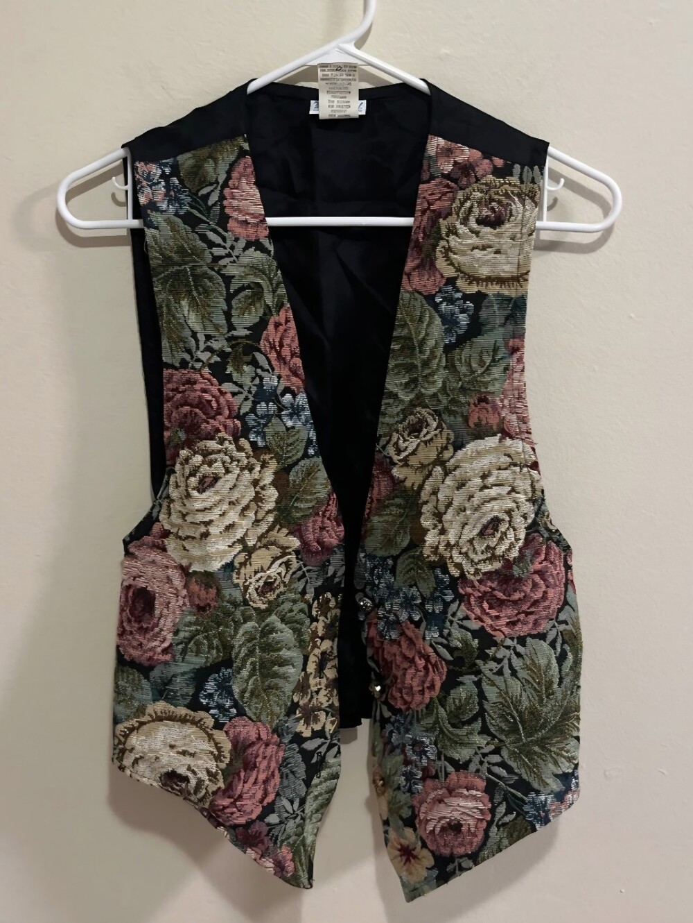 Vintage Backroad Blues Floral Tapestry Vest Medium Made in USA Cottagecore Boho